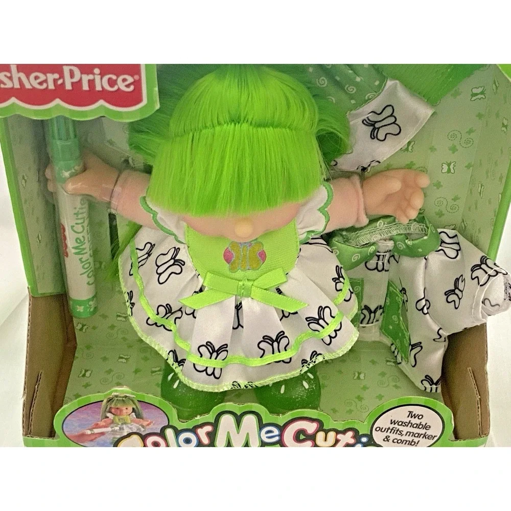 Vtg 2000 Fisher Price Color Me Cuties Gretchen Green Doll ~ New in Box